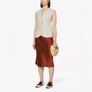JOSEPH Isaak Silk Satin Midi Skirt In Copper